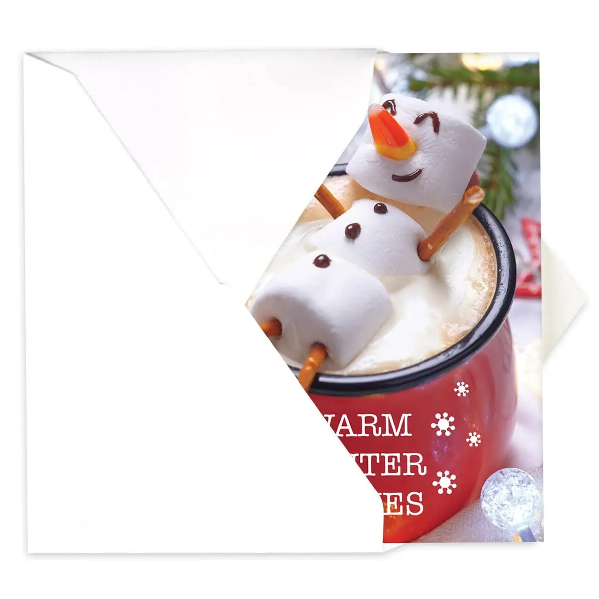 Canopy Street Cocoa Snowman Holiday Card Pack / 25 Winter Wishes Cards Set / Hot Chocolate Marshmallows Greeting / 4 5/8" x 6 1/4" Cozy Christmas Cards With Envelopes - view 3