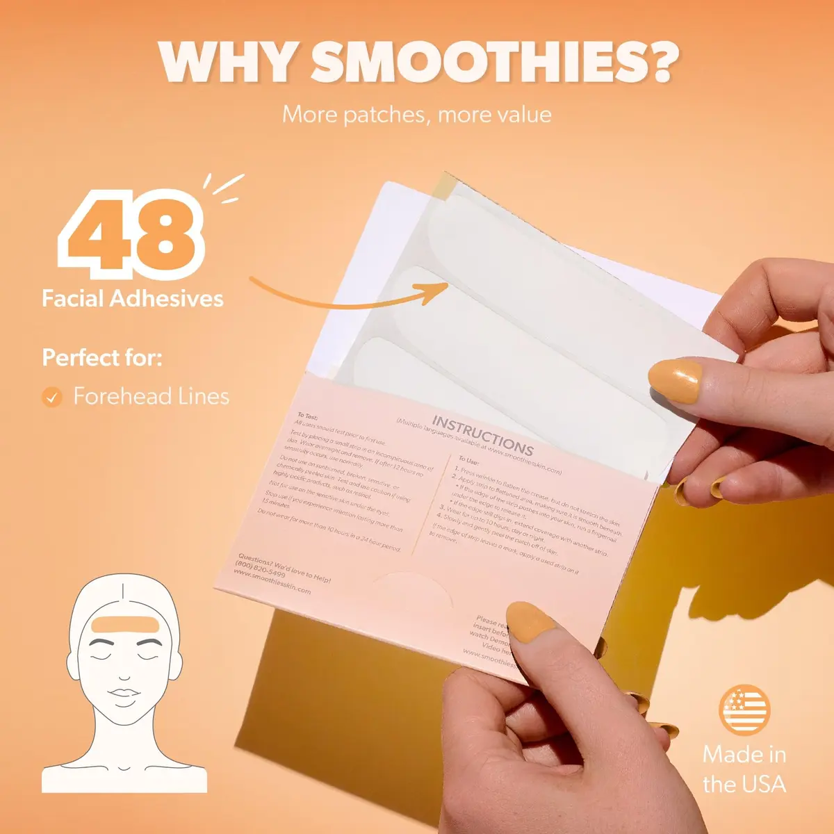 Smoothies Long Wrinkle Patches for Face Overnight | Clinically Tested & Made in USA - view 4