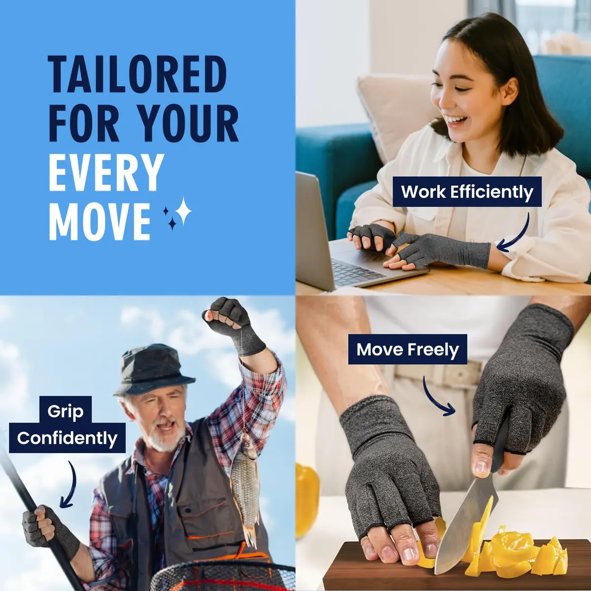 Dr. Frederick's Original Arthritis Compression Gloves, Fingerless, M, 2 ct | Support for Hand Pain & Swelling - view 7