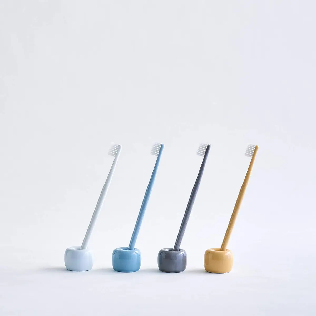 MUJI Porcelain Toothbrush Stand (Blue) | Compact Ceramic Bathroom Accessory - view 2