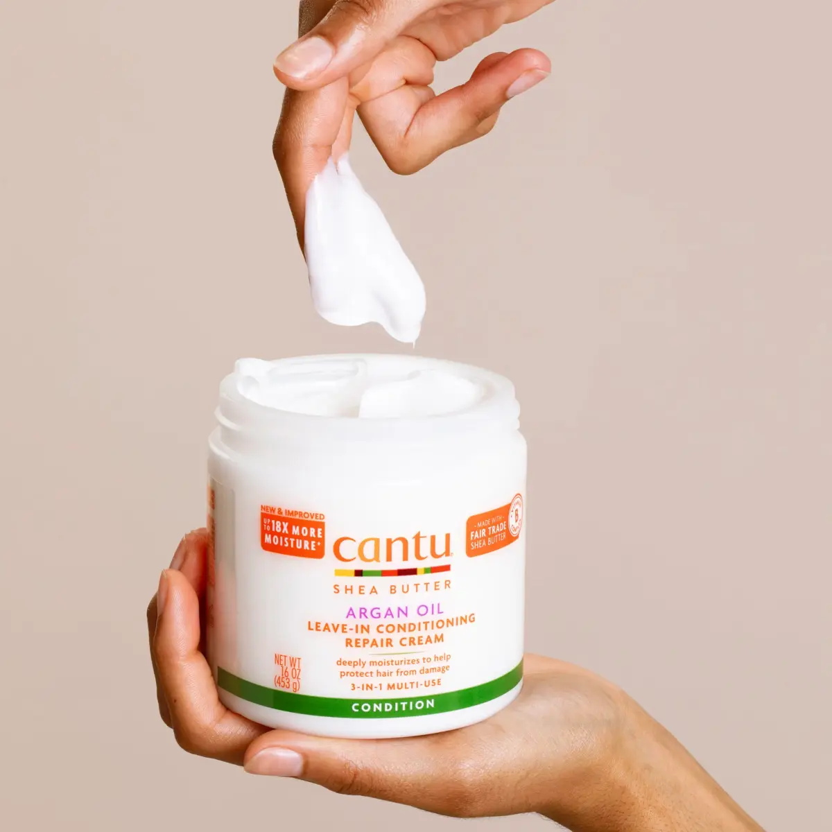 Cantu Argan Oil Leave-In Conditioning Repair Cream 453g (16 Ounce) | Hydrates & Strengthens Damaged Hair - view 6