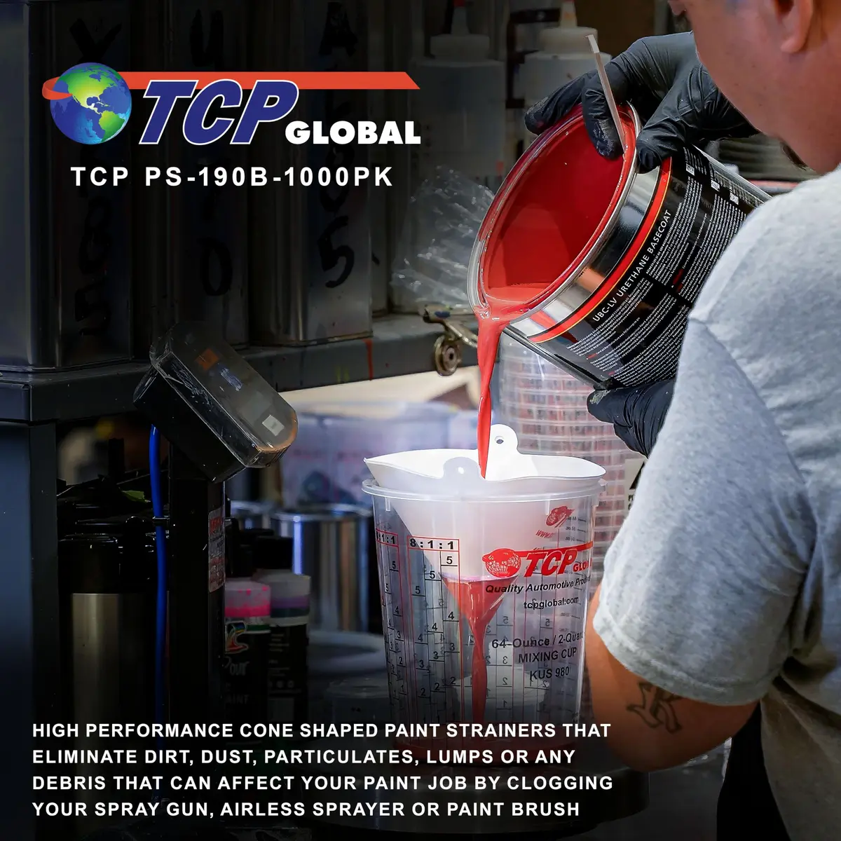 TCP Global 190 Micron Filter Tips Ultra-Fine Paint Strainer, Case of 1000 | Superior Filtration for All Paint Types - view 6