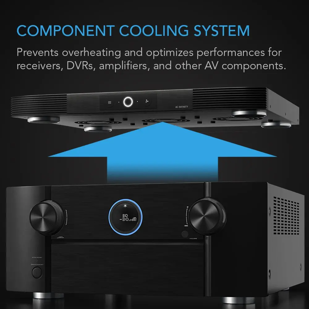 AC Infinity AIRCOM S9 Quiet Cooling Fan System 17" Top-Exhaust 210 CFM (43.2 cm) | Protects AV Components from Overheating - view 2