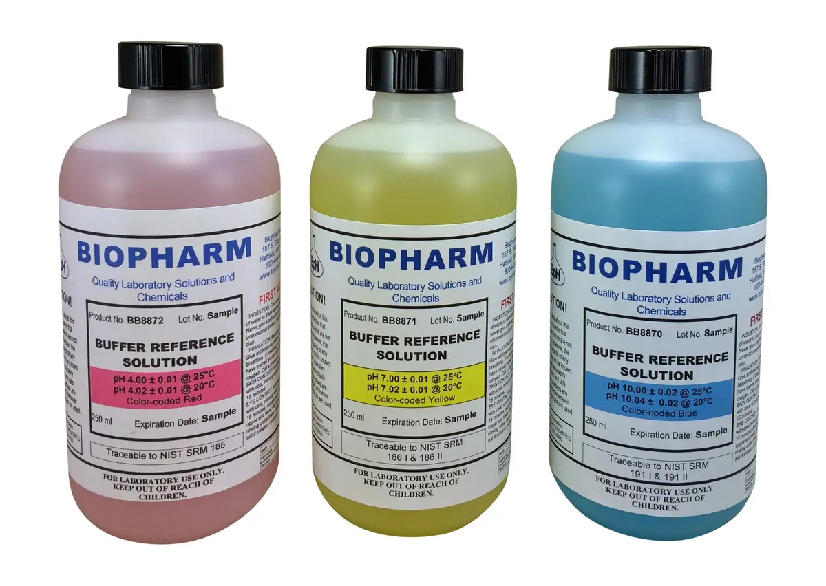 Biopharm pH Calibration Buffer 3-Pack | NIST Traceable Solutions for Accurate pH Meter Calibration - main product image