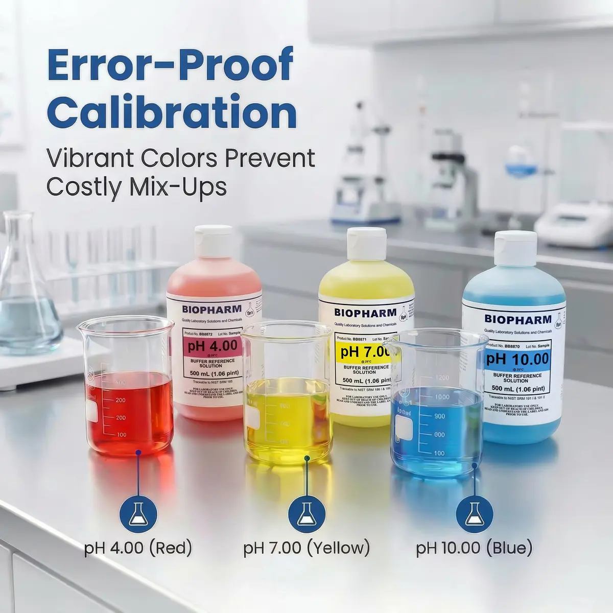 Biopharm pH Calibration Buffer 3-Pack | NIST Traceable Solutions for Accurate pH Meter Calibration - view 5