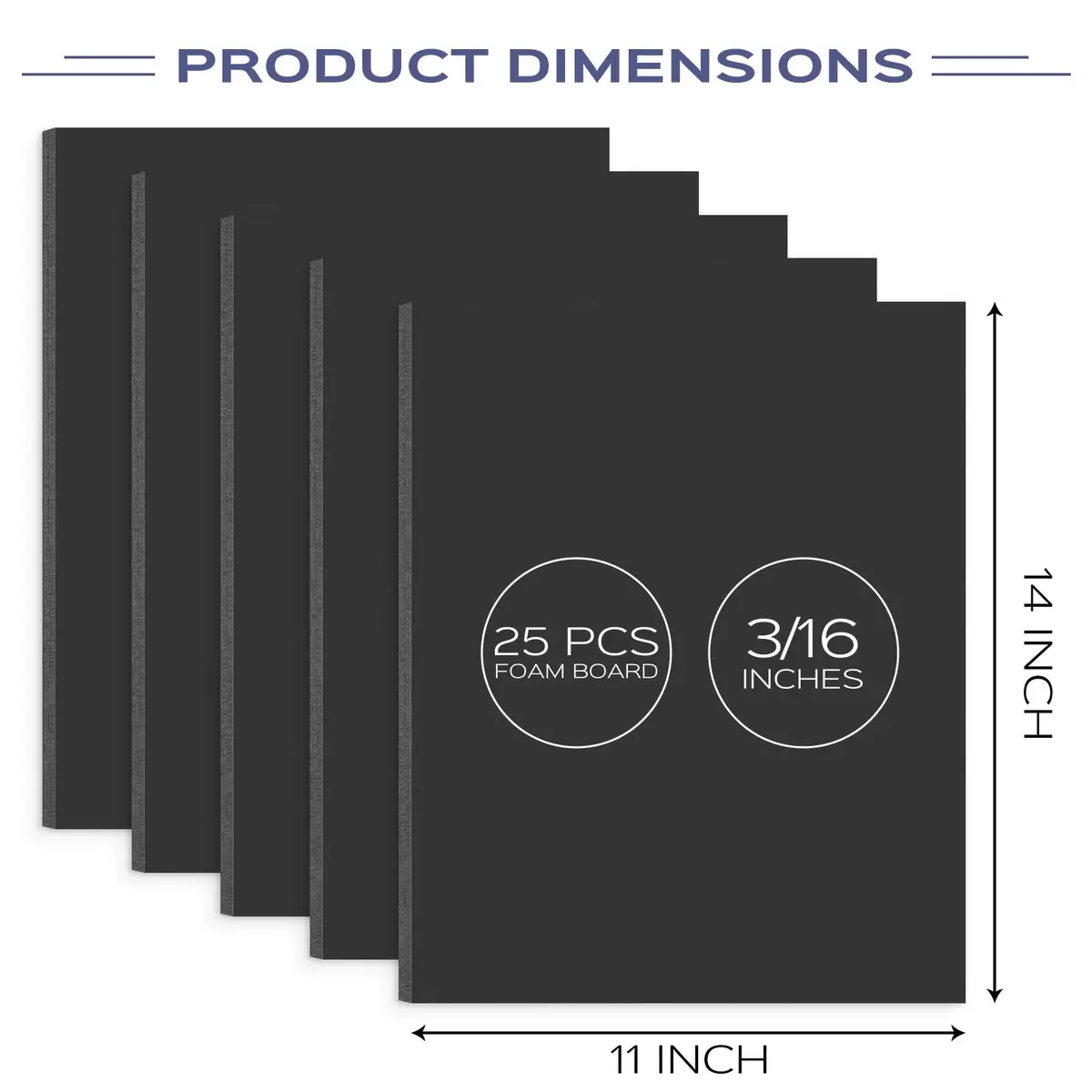 Golden State Art 25 Pack 11x14 Foam Boards 3/16Inch Thickness Black Foam Poster Boards for Presentation Signage Sheet for School Crafts Office Art Projects | Lightweight, Acid-Free, 25 Sheets - view 2