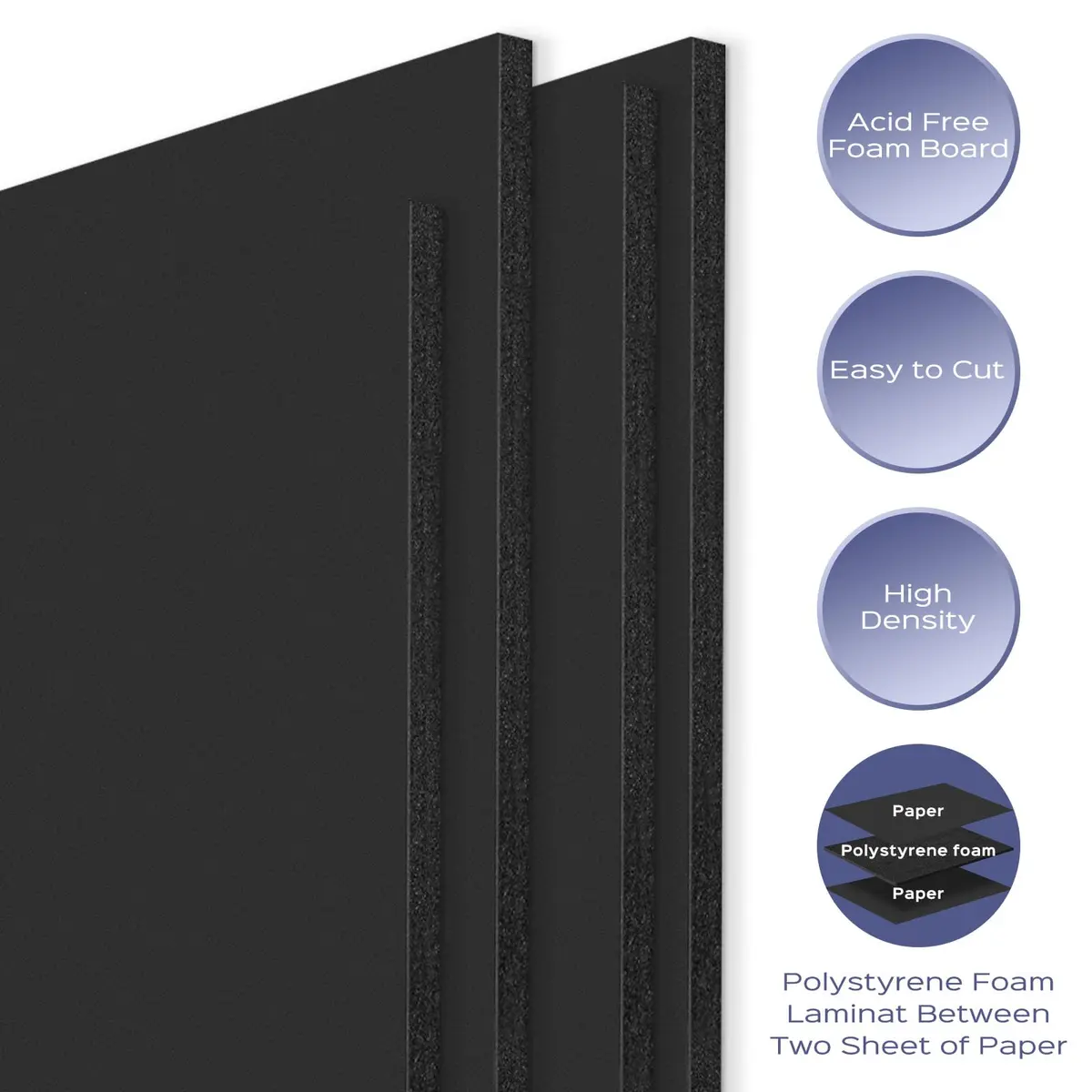Golden State Art 25 Pack 11x14 Foam Boards 3/16Inch Thickness Black Foam Poster Boards for Presentation Signage Sheet for School Crafts Office Art Projects | Lightweight, Acid-Free, 25 Sheets - view 3