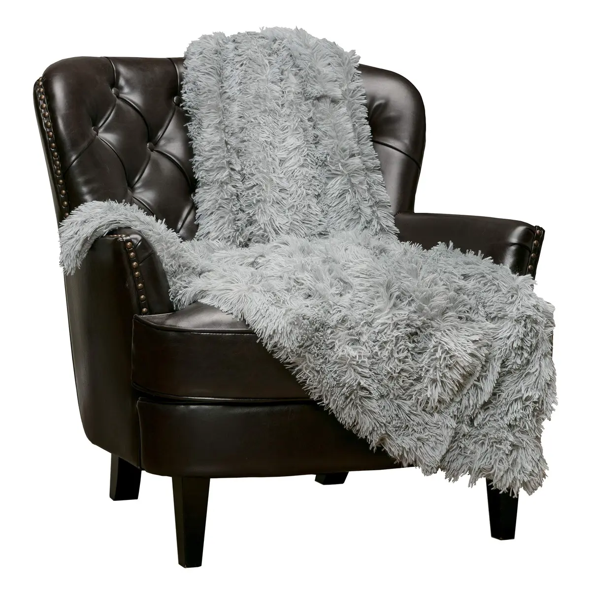 Chanasya Super Soft Shaggy Longfur Throw Blanket 60"x70" | Cozy Faux Fur Lightweight Warm Grey - main product image