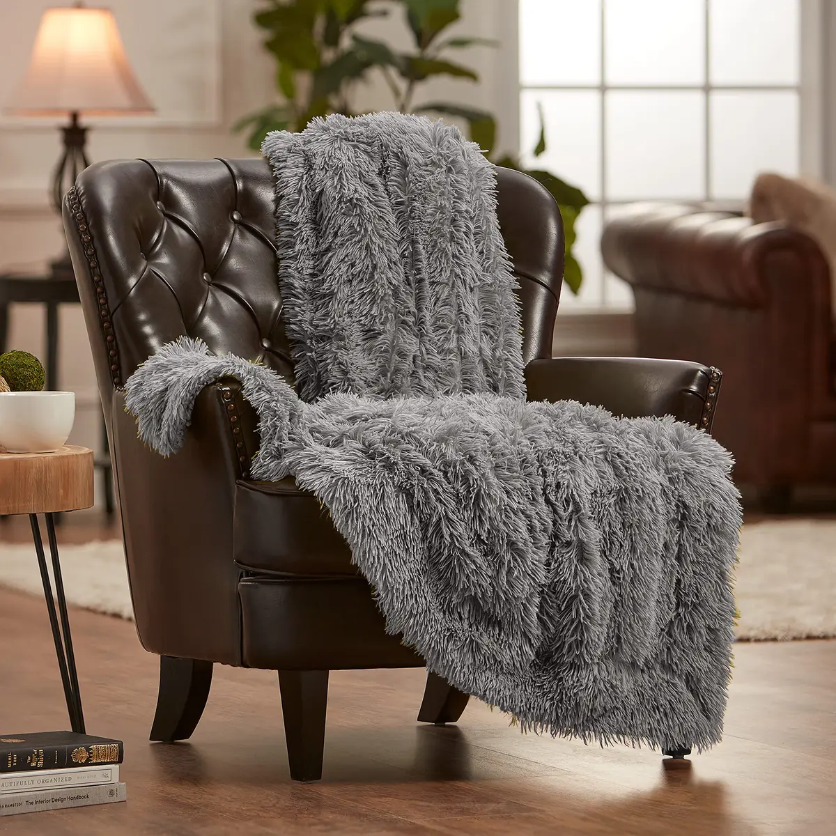 Chanasya Super Soft Shaggy Longfur Throw Blanket 60"x70" | Cozy Faux Fur Lightweight Warm Grey - view 2
