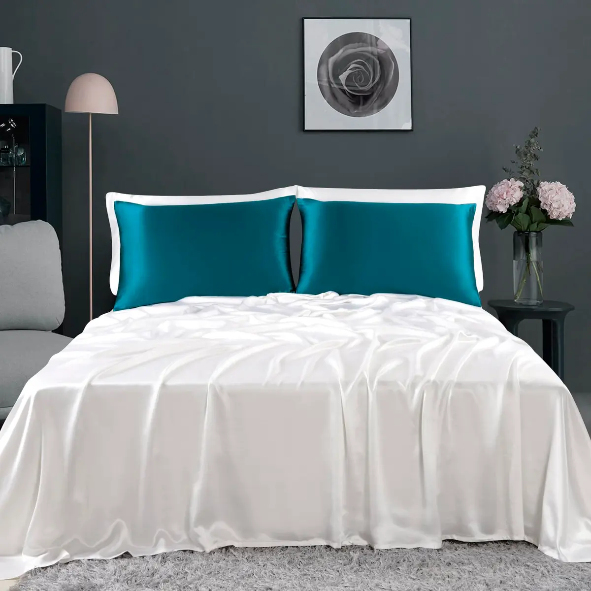 ZIMASILK 100% Pure Mulberry Silk Pillow Cases for Hair and Skin, King - view 8