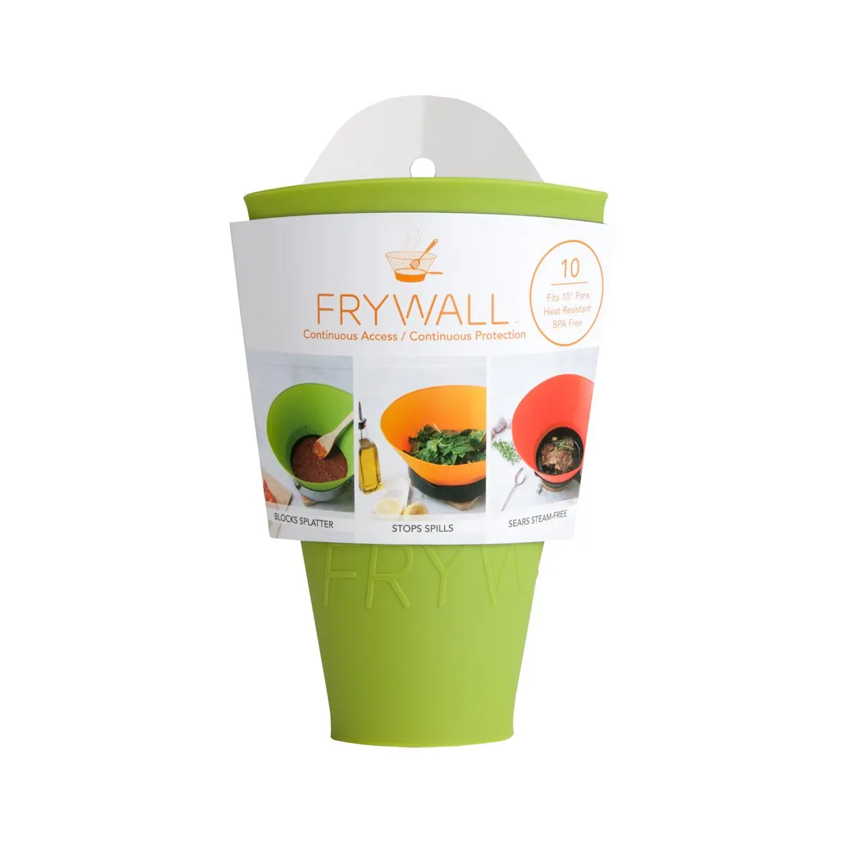 Frywall 10 (Medium) - Green - Splatter Guard | Protects stovetop, fits 10" pans, BPA-free silicone, dishwasher safe, rated to 450°F - view 2