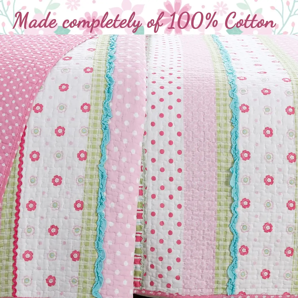 Cozy Line Home Fashions Pink Bedding Set Twin 2 Piece | Reversible Cotton Quilt for All Seasons - view 3