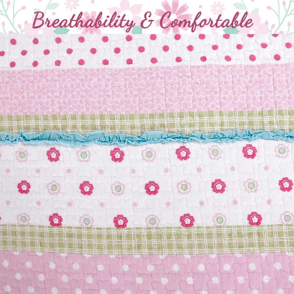 Cozy Line Home Fashions Pink Bedding Set Twin 2 Piece | Reversible Cotton Quilt for All Seasons - view 4