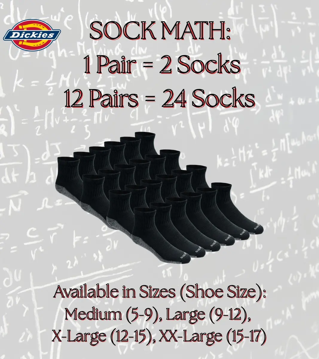 Dickies Dri-Tech Moisture Control Quarter Socks Large | Moisture-wicking, full cushion comfort, reinforced heel & toe (70-120 chars) - view 5