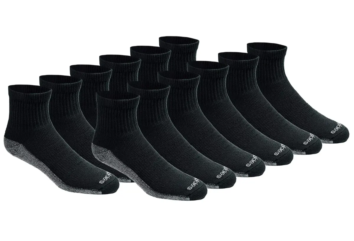 Dickies Dri-Tech Moisture Control Quarter Socks Large | Moisture-wicking, full cushion comfort, reinforced heel & toe (70-120 chars) - main product image