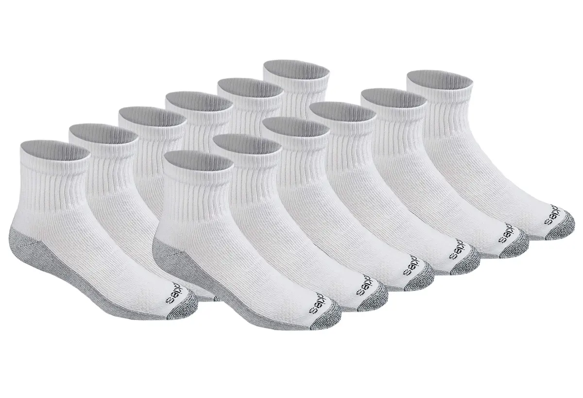 Dickies Dri-Tech Moisture Control Quarter Socks Large | Moisture-Wicking, Full Cushion Comfort, Reinforced Heel & Toe - main product image