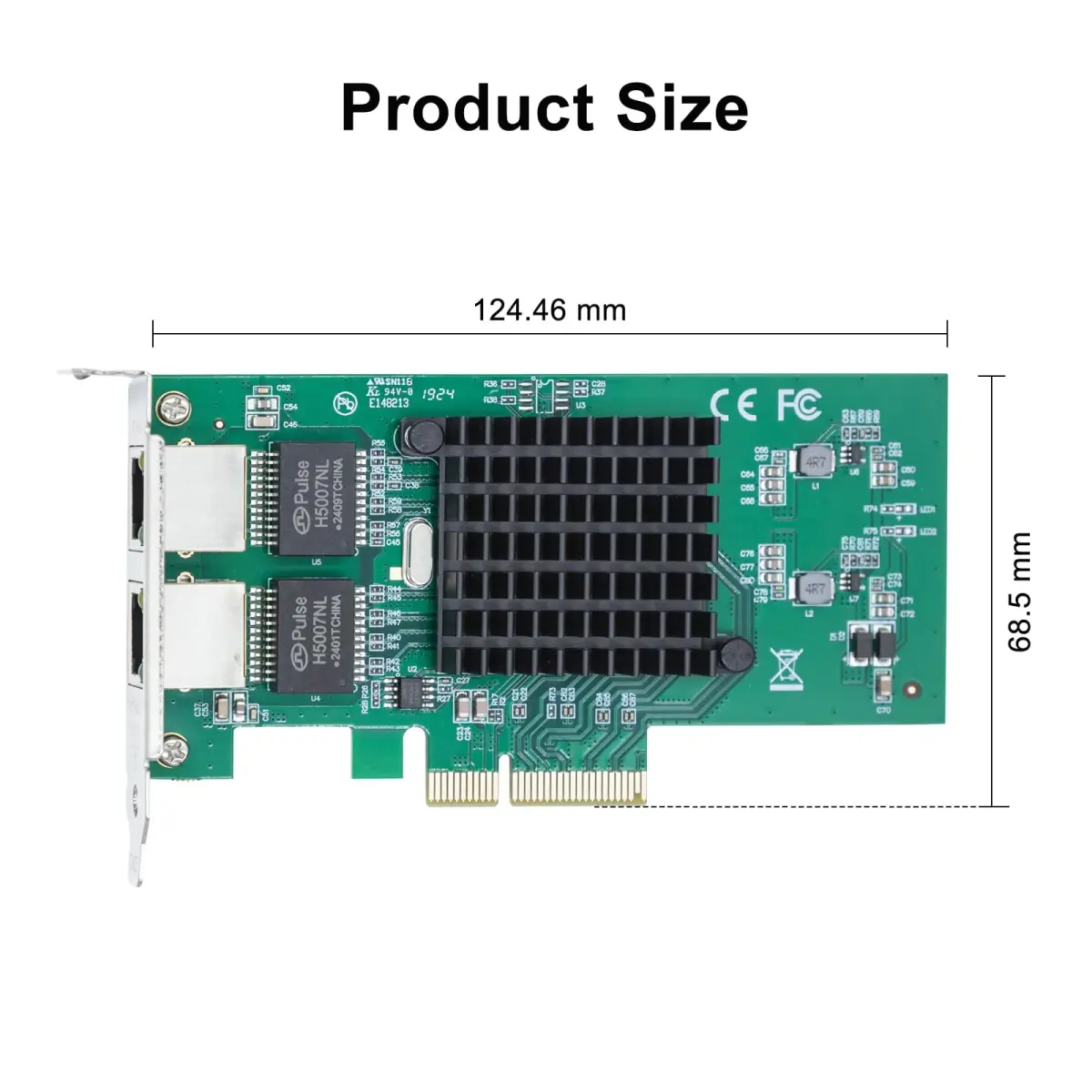 10Gtek Dual RJ45 Gigabit Ethernet PCIe Network Card 1Gbps (2.5 GT/s, x4 Lane) | Intel 82576 Controller - view 4
