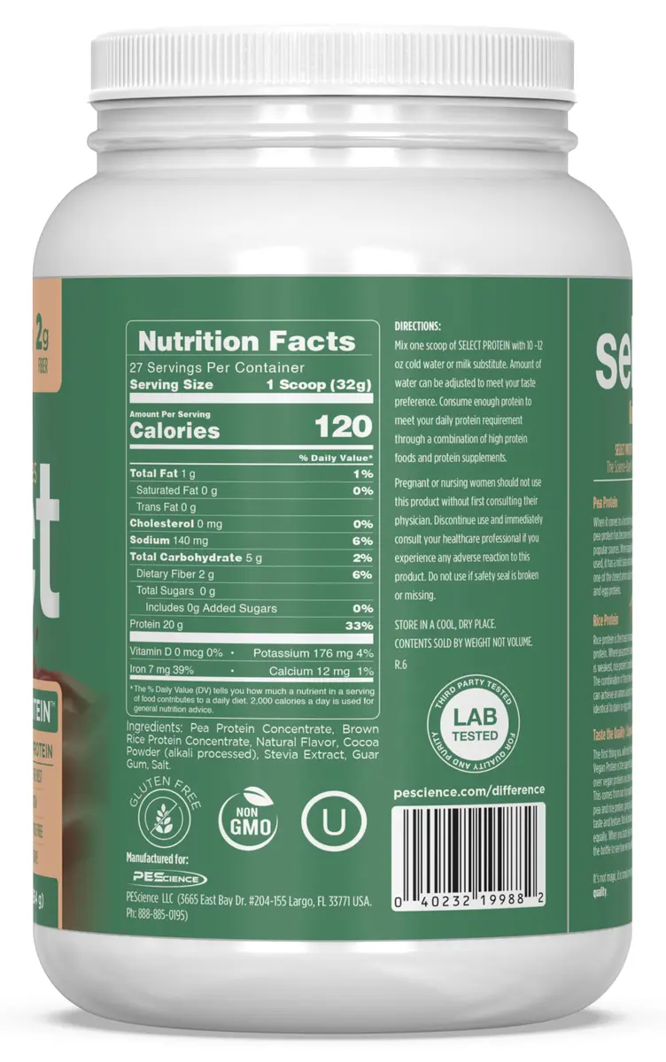PEScience Select Vegan Protein Powder, Chocolate Bliss, 27 Servings | Plant-Based Muscle Support - view 7