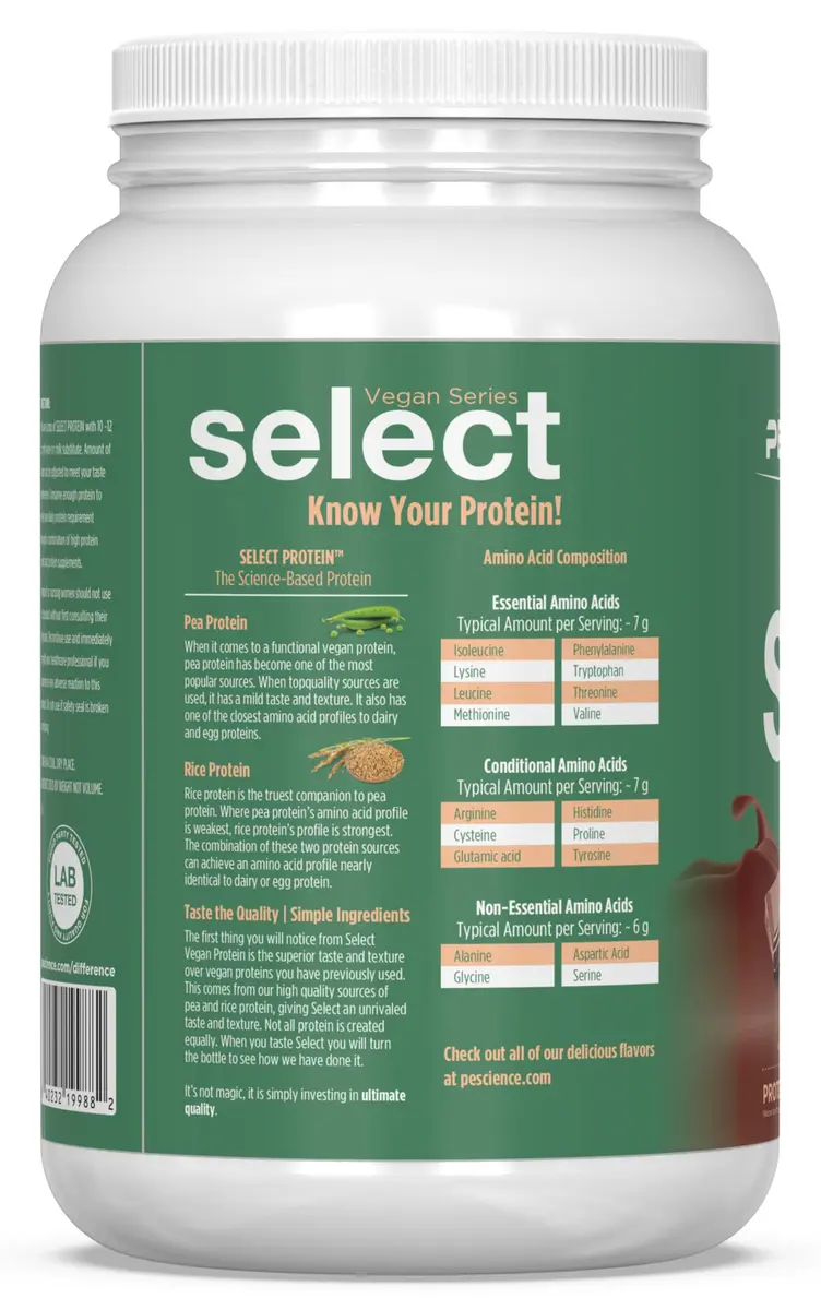 PEScience Select Vegan Protein Powder, Chocolate Bliss, 27 Servings | Plant-Based Muscle Support - view 8