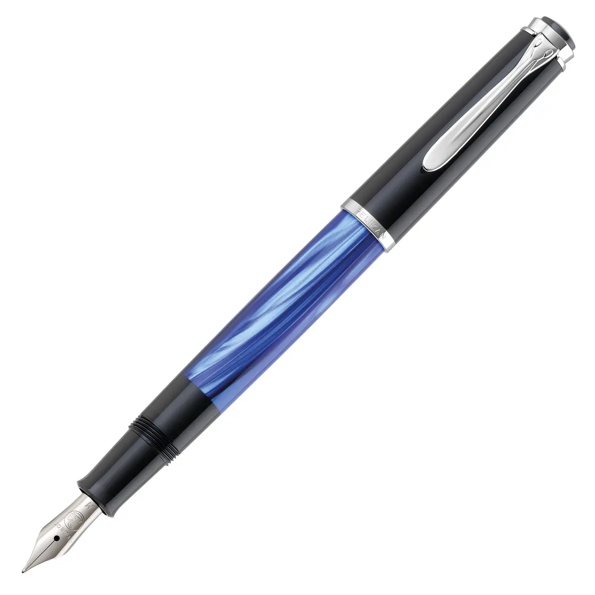 Pelikan Souverän M205 Blue Marble Fountain Pen Broad Nib 12.5cm (0.49in) | Classic German Writing Instrument - main product image