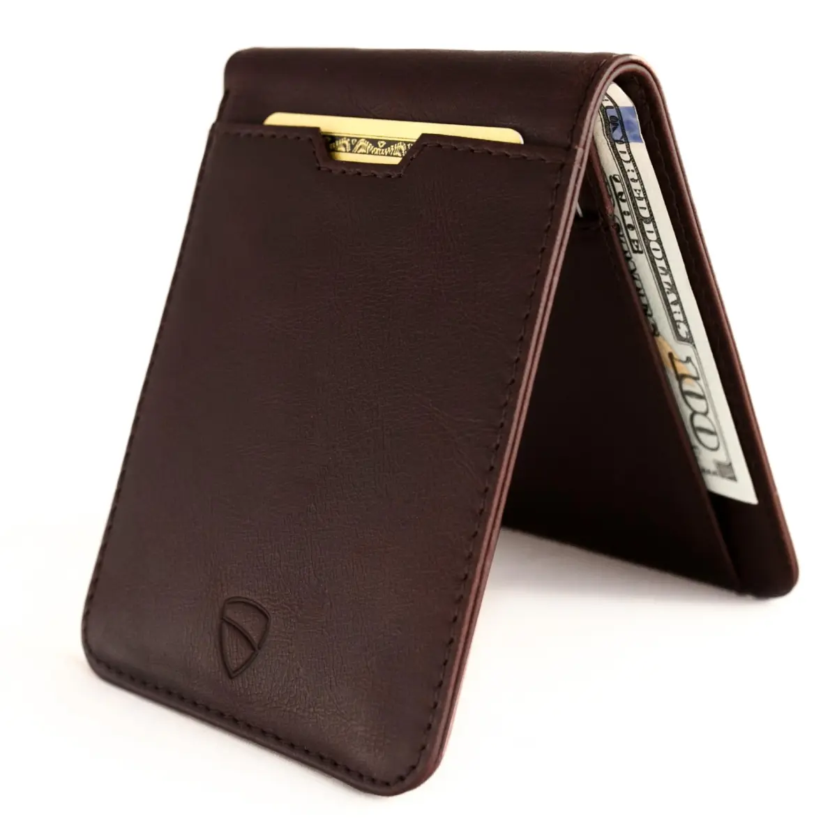 Vaultskin MANHATTAN Slim Leather Bifold Wallet for Men (Brown) | RFID Blocking, Italian Top-Grain Leather, Front Pocket Carry - main product image