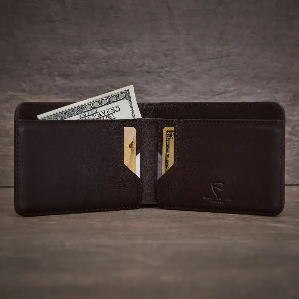 Vaultskin MANHATTAN Slim Leather Bifold Wallet for Men (Brown) | RFID Blocking, Italian Top-Grain Leather, Front Pocket Carry - view 5