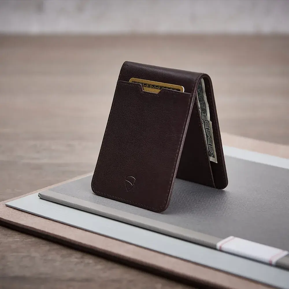 Vaultskin MANHATTAN Slim Leather Bifold Wallet for Men (Brown) | RFID Blocking, Italian Top-Grain Leather, Front Pocket Carry - view 8