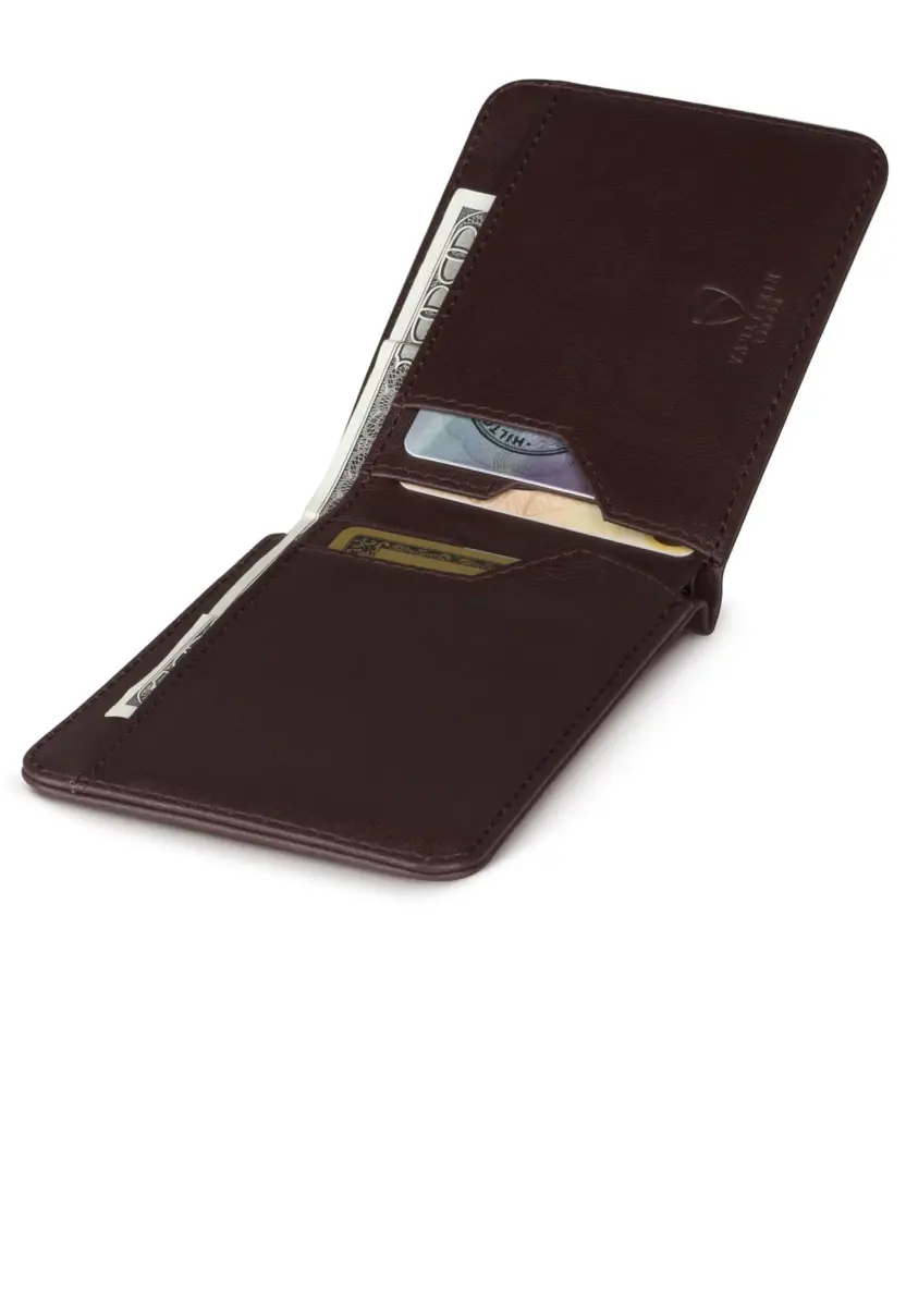 Vaultskin MANHATTAN Slim Leather Bifold Wallet for Men (Brown) | RFID Blocking, Italian Top-Grain Leather, Front Pocket Carry - view 2
