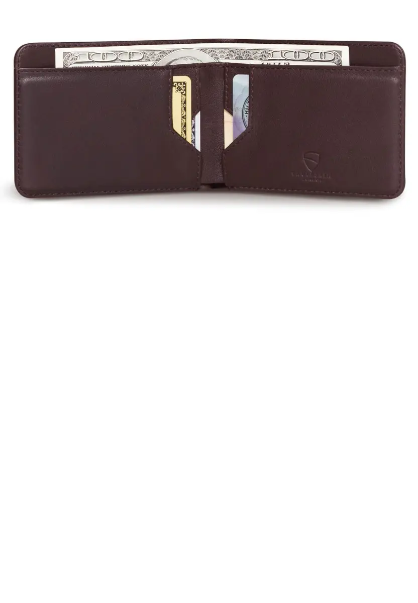 Vaultskin MANHATTAN Slim Leather Bifold Wallet for Men (Brown) | RFID Blocking, Italian Top-Grain Leather, Front Pocket Carry - view 4