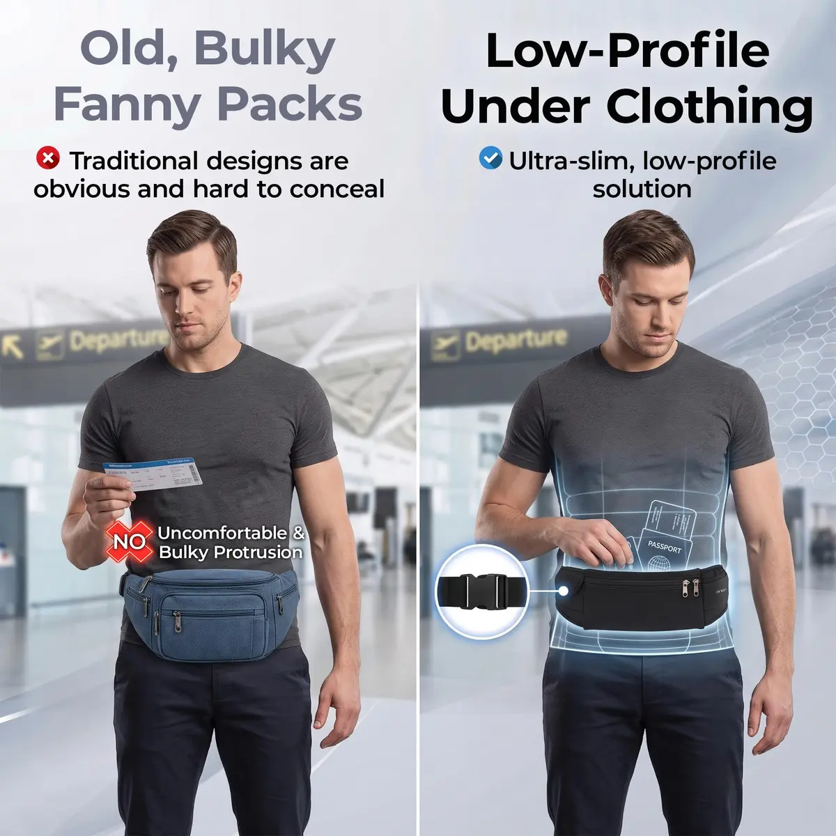 Mind and Body Experts The Belt of Orion Money Belt, Slim 9x4in | Anti-Theft Travel Waist Pack for Men & Women - view 3