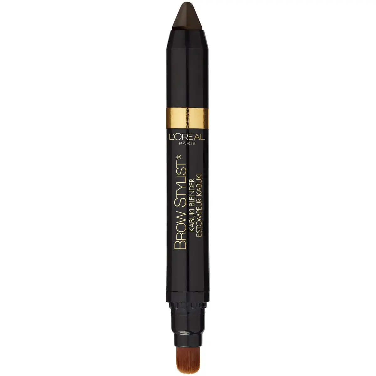 L'Oreal Paris Brow Stylist Kabuki Blender Brow Crayon, Dark Brunette, 0.05 oz (1.42 g) | Soft Creamy Crayon with Kabuki Brush - view 3