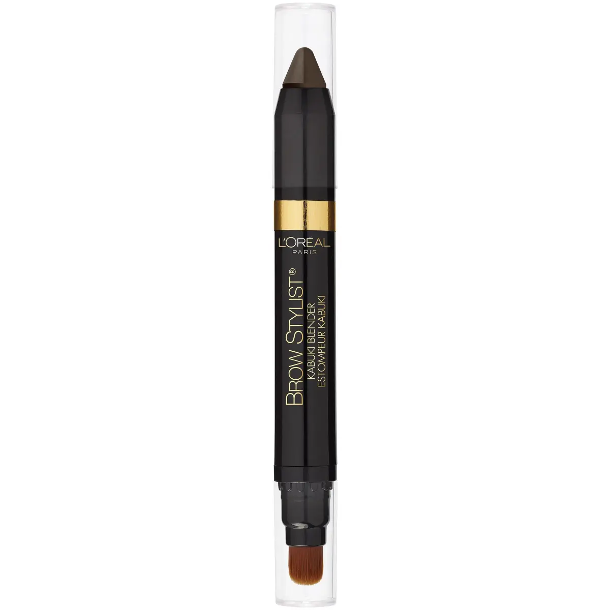 L'Oreal Paris Brow Stylist Kabuki Blender Brow Crayon Brunette 0.05 oz (1.4g) | Natural Soft Full Brow Makeup - main product image