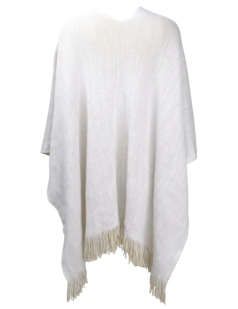 ZLYC Reversible Knit Cardigan Fringe Shawl Blanket Wrap, White | Casual, Warm, Reversible - view 7