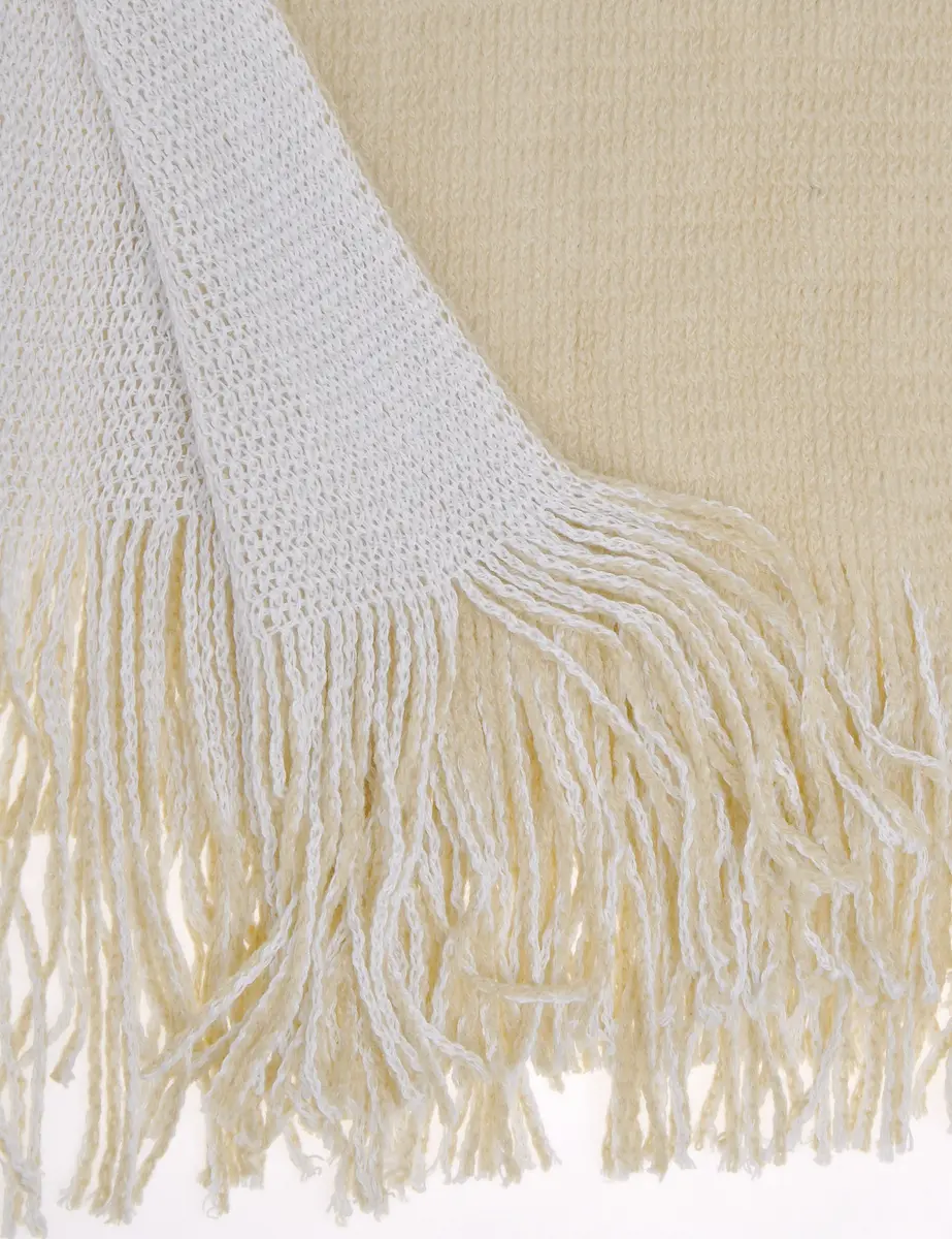 ZLYC Reversible Knit Cardigan Fringe Shawl Blanket Wrap, White | Casual, Warm, Reversible - view 8