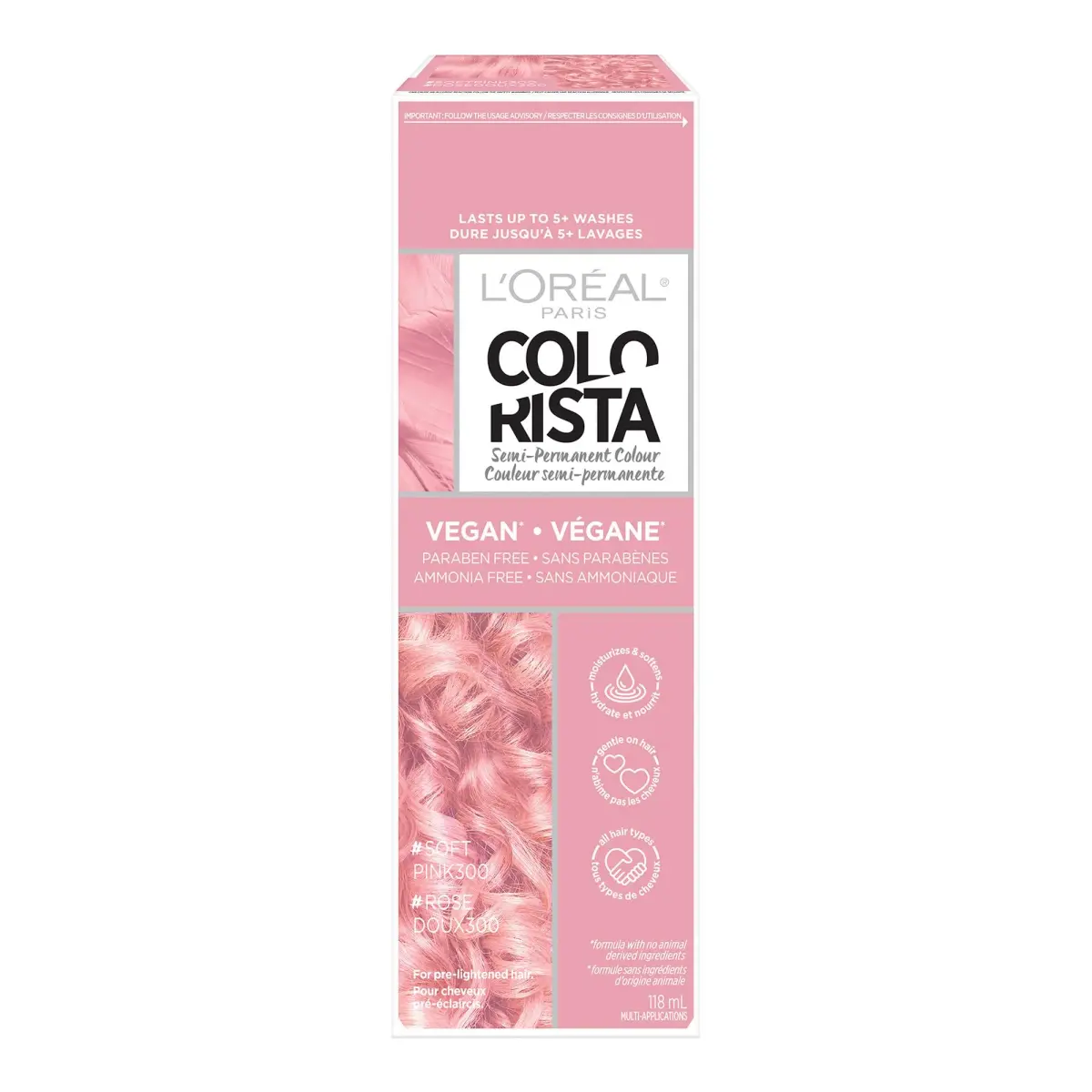 L'Oreal Paris Colorista Semi Permanent Hair Color Soft Pink | Temporary Hair Dye for Bleached or Blonde Hair - main product image