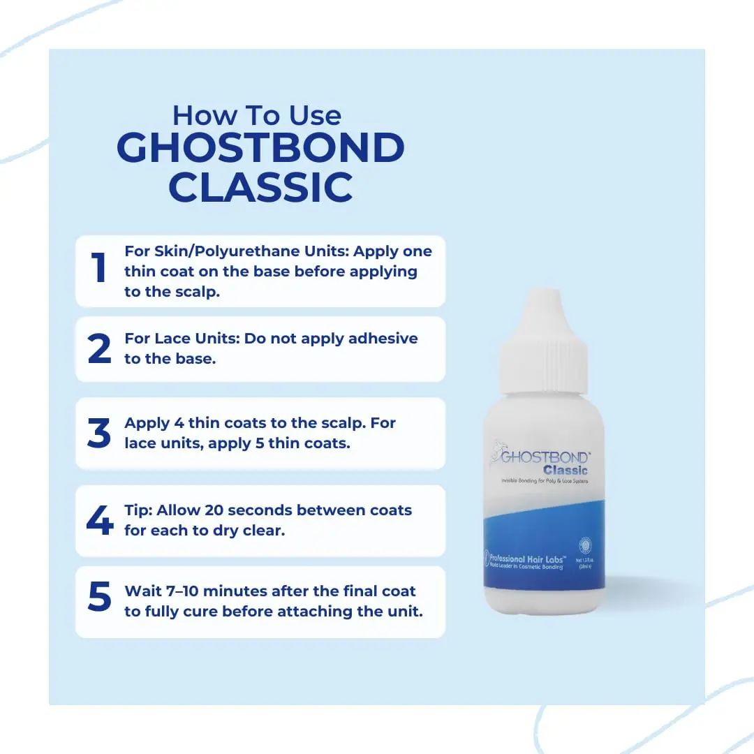 Professional Hair Labs GHOSTBOND Classic Hair Replacement Adhesive 1.3oz | Invisible, Water & Oil-Resistant, Strong Hold - view 2