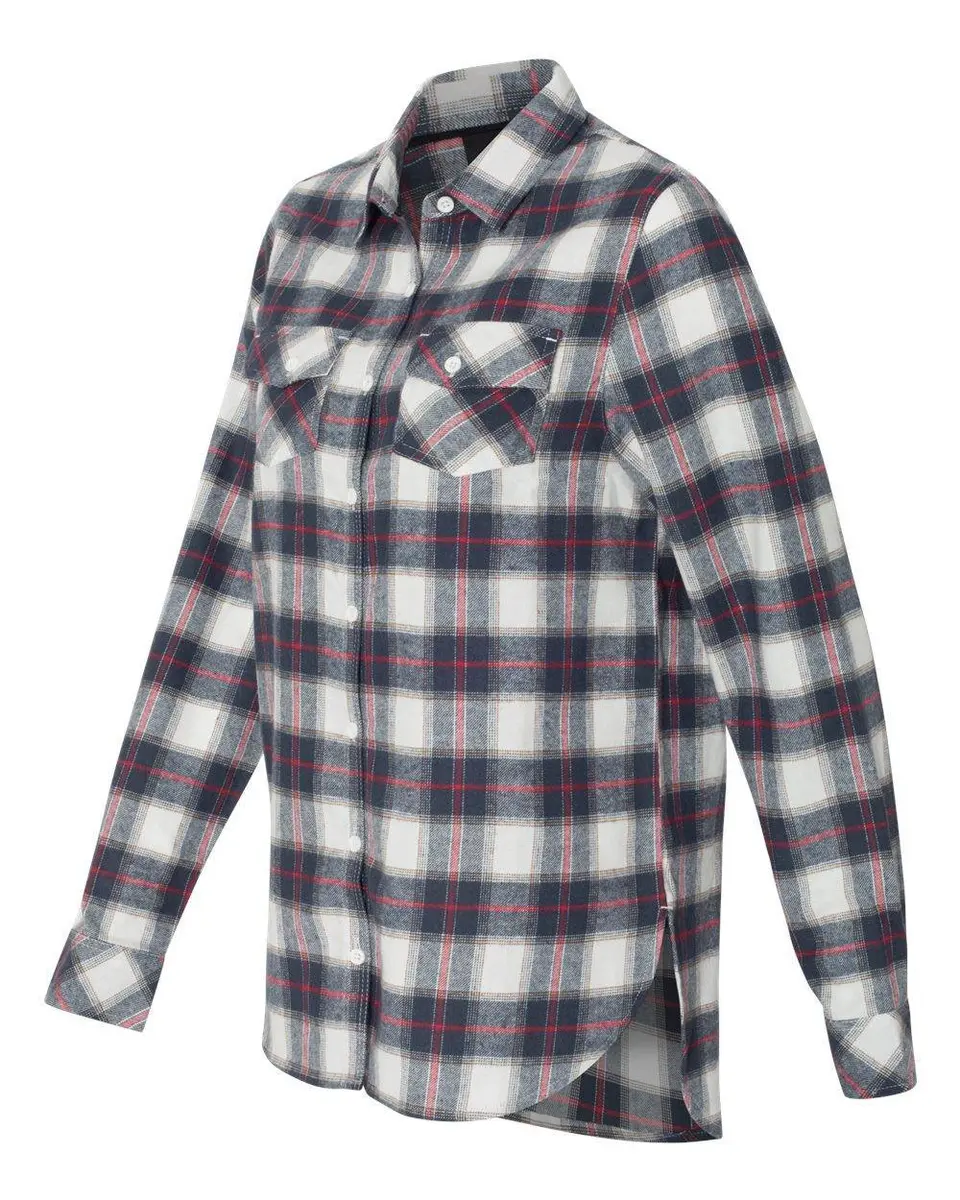 Burnside Plaid Boyfriend Flannel Shirt 2XL White/Red | Casual Women's Long Sleeve - view 2