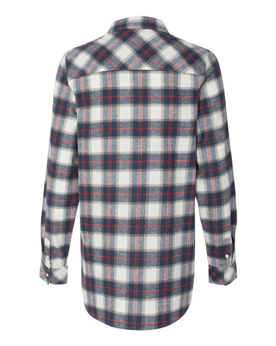 Burnside Plaid Boyfriend Flannel Shirt 2XL White/Red | Casual Women's Long Sleeve - view 3
