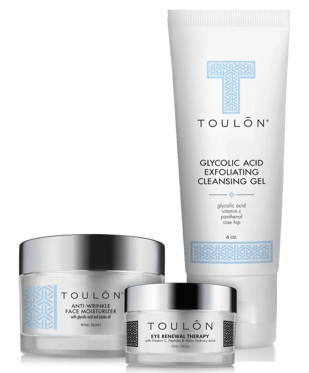 TOULON Glycolic Acid Skin Care Kit 3 Piece Set | Anti-Aging Face Cleanser & Moisturizer for All Skin Types - view 2
