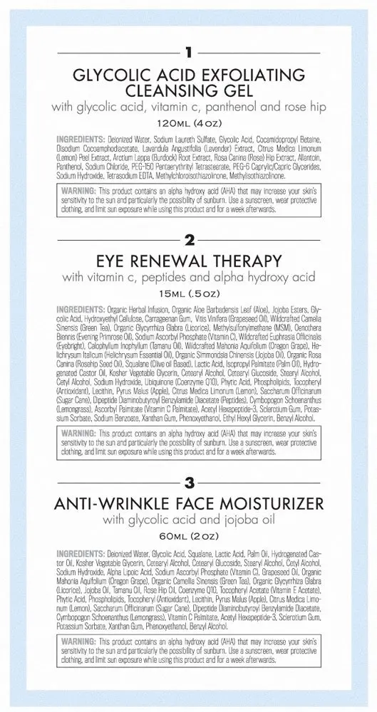 TOULON Glycolic Acid Skin Care Kit 3 Piece Set | Anti-Aging Face Cleanser & Moisturizer for All Skin Types - view 3