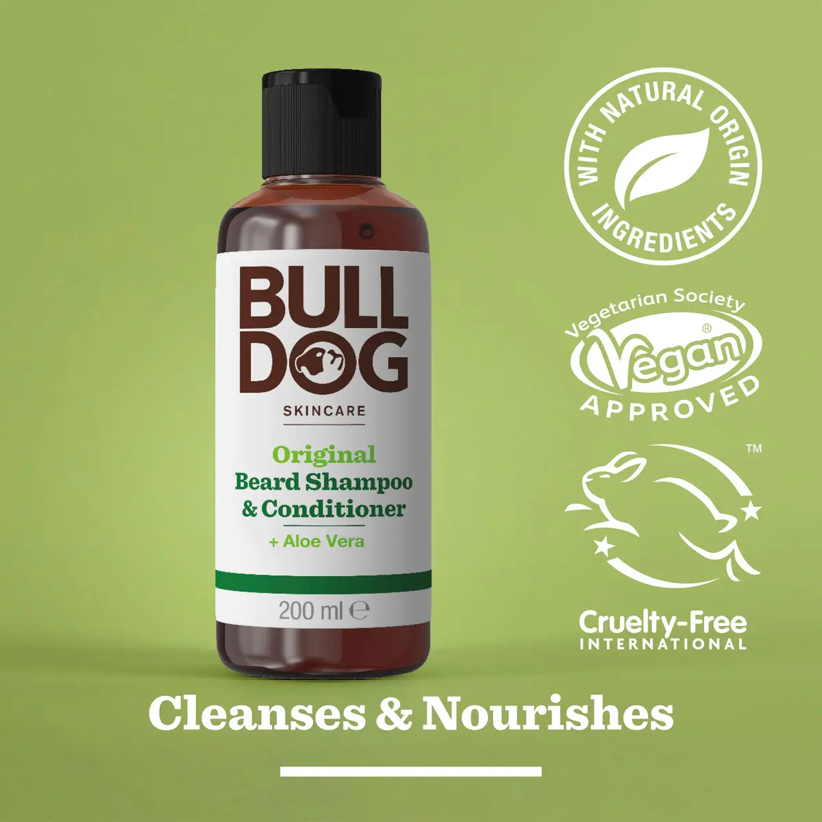 Bulldog Shampoo Conditioner Beard Original 200ml | Nourishes & Softens with Natural Ingredients - view 2
