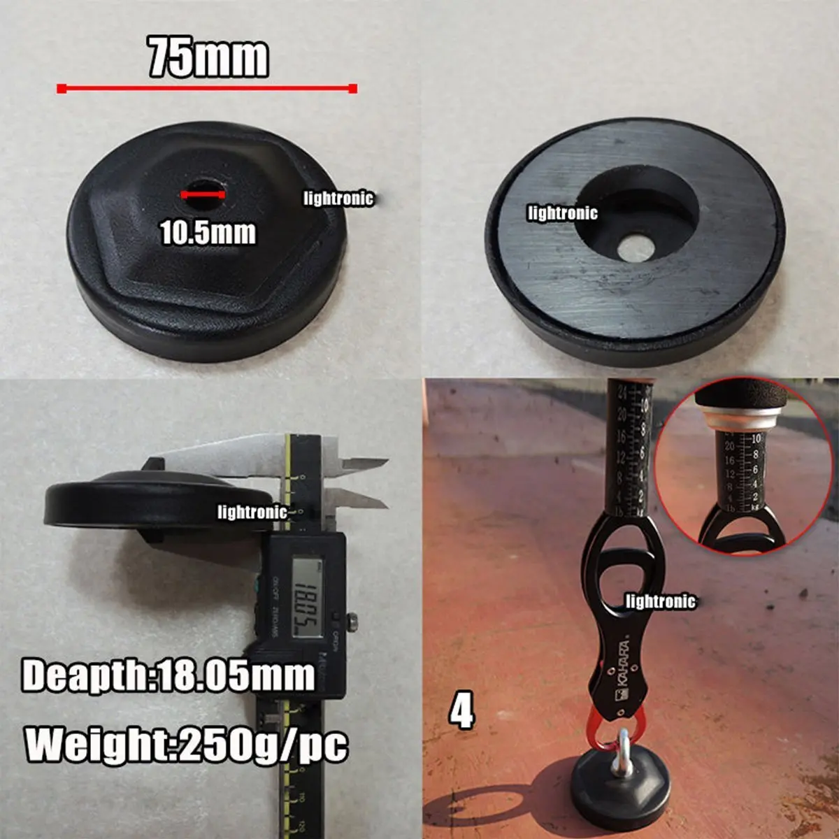 Lightronic Ultra Strong Power Magnet Base 3" Round | Mounts LED Light Bars on Steel Surfaces - view 4