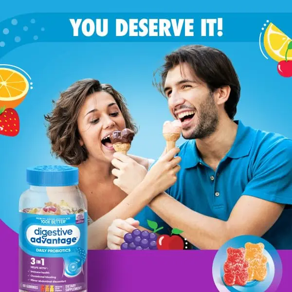 Digestive Advantage Daily Probiotic Gummies for Digestive & Immune Support | Natural Fruit Flavor (80ct) Pack of 3 - view 10