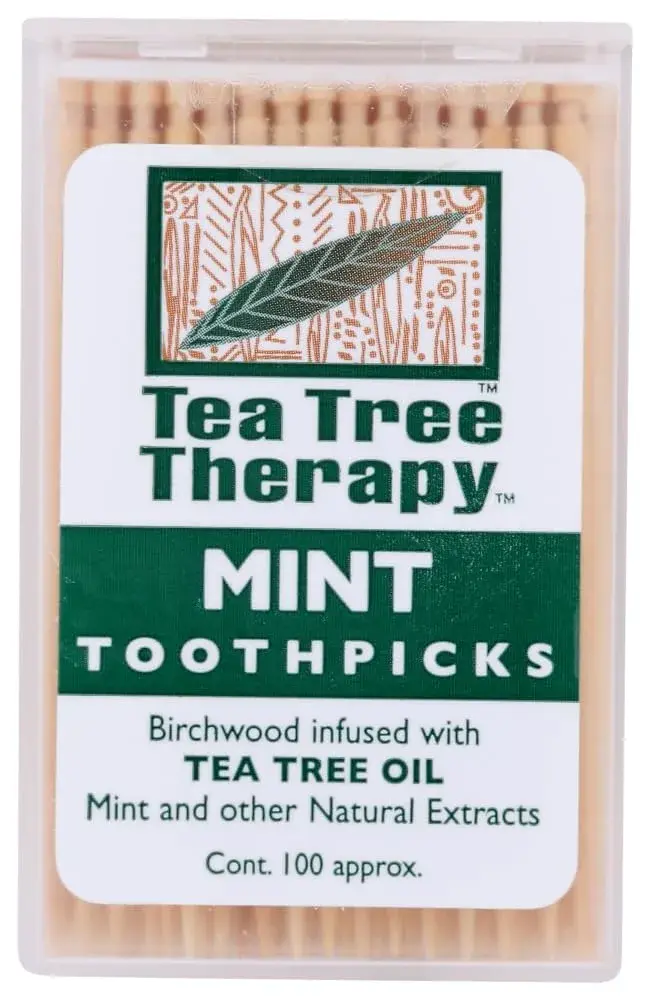 Tea Tree Therapy Mint Tea Tree Toothpicks 100 Count | Antiseptic Breath Freshener - main product image