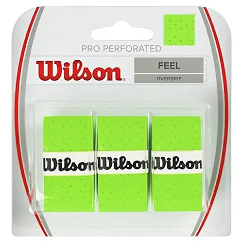 Wilson Pro Overgrip Perforated 3 Pack Green | Moisture Absorbing Tennis & Badminton Grip - main product image