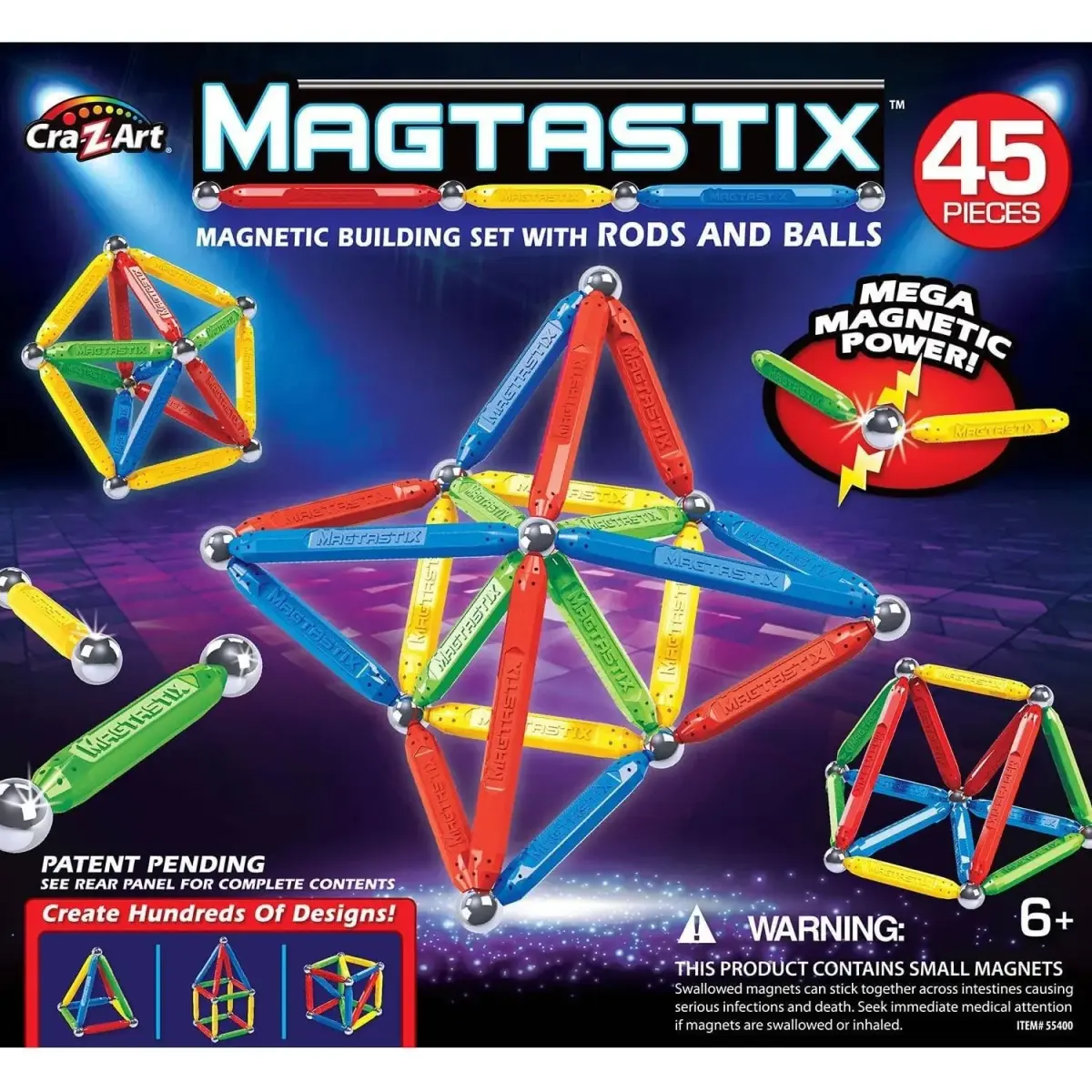 Cra-Z-Art Magtastix Balls & Rods Building Kit 45 Pieces | STEM Learning Toy - main product image