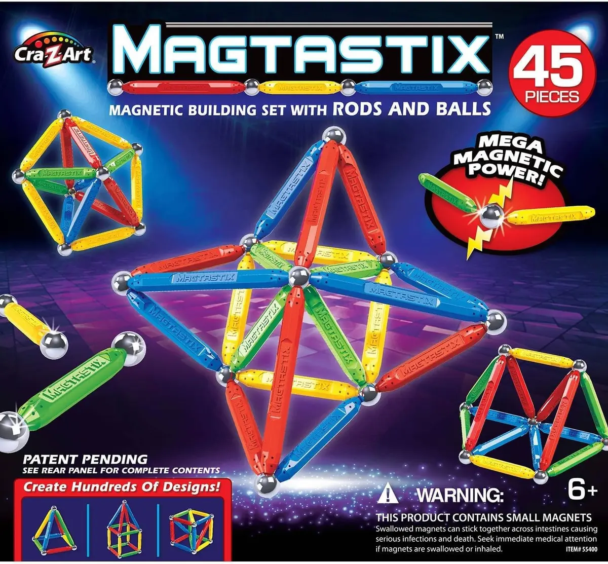 Cra-Z-Art Magtastix Balls & Rods Building Kit 45 Pieces | STEM Learning Toy - main product image