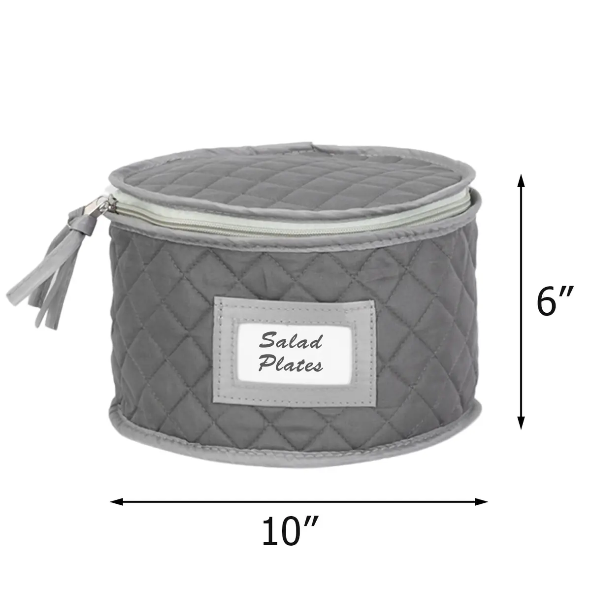 Stack Store Plus More Gray Salad Plate Storage Quilted Case | 12 Felt Dividers & Stackable Design - view 2