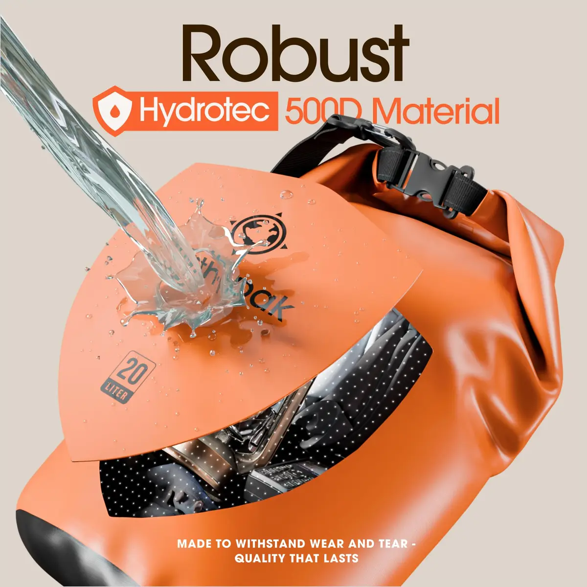Earth Pak 40L Waterproof Dry Bag Backpack - Orange | IPX8 Phone Case Included - view 4