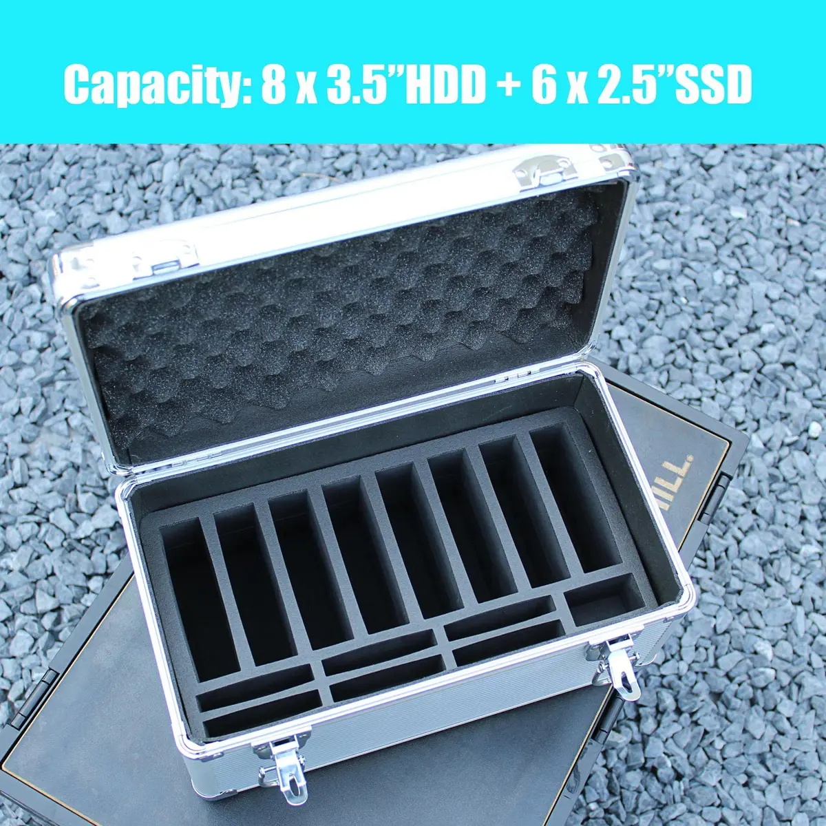 GLOTRENDS B86 14-Slot Hard Drive Storage Box 32cm (12.6in) | Protects 3.5" & 2.5" HDDs from Dust & Water - view 5